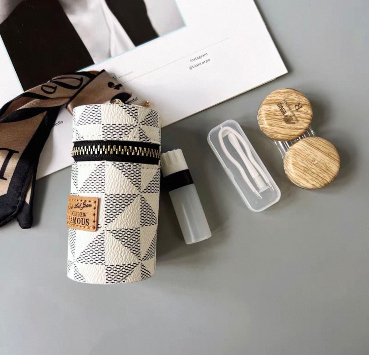 Monogram Elite | Designer-Inspired Contact Lens Travel Pouch