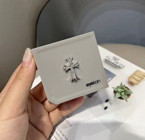 Gothic Luxe | Embellished Cross Mirror Contact Lens Case