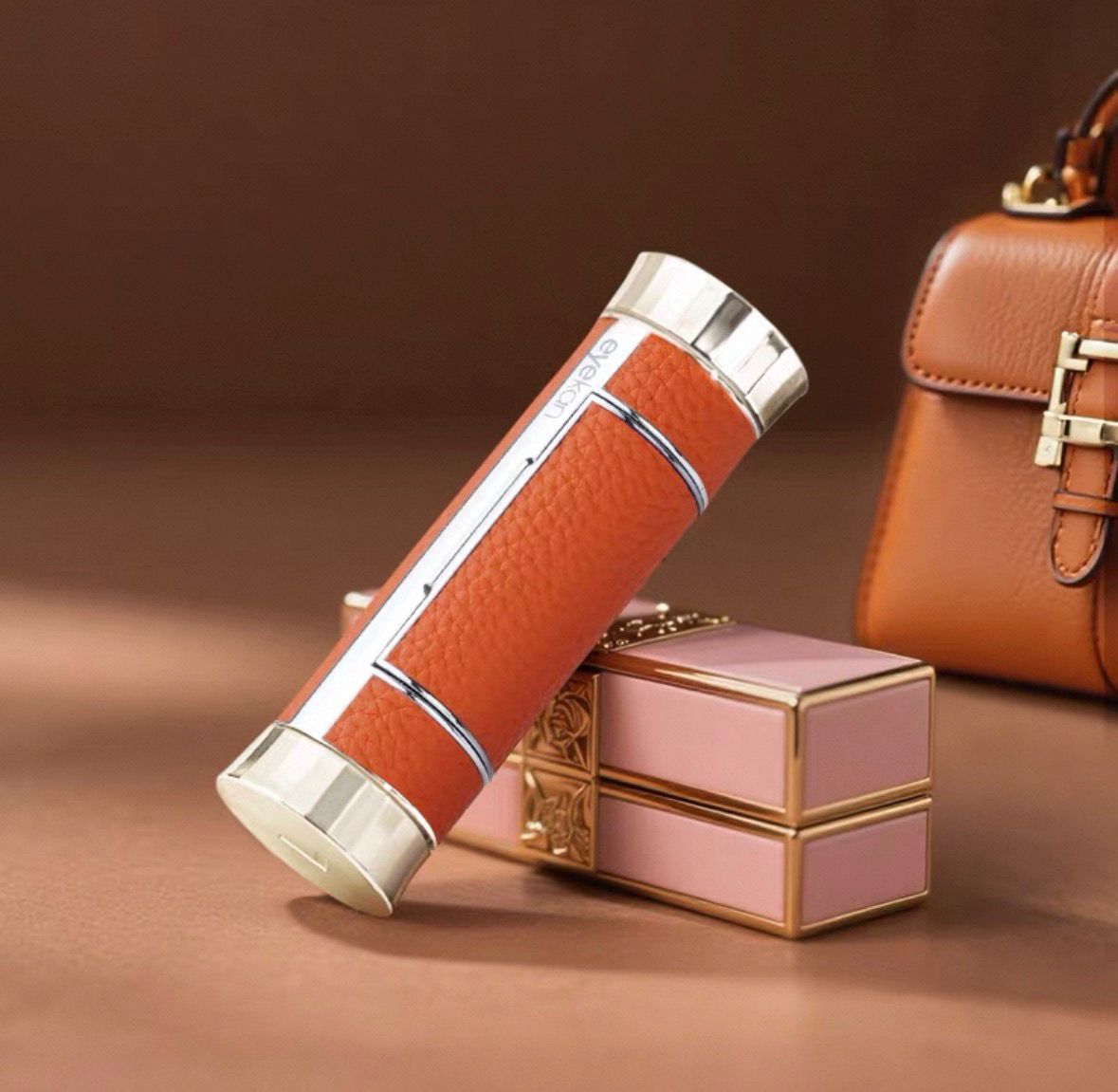 Leather-Wrapped Cylinder Contact Lens Travel Kit