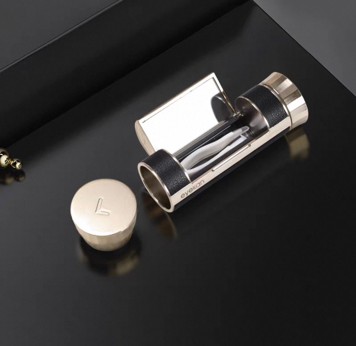 Leather-Wrapped Cylinder Contact Lens Travel Kit